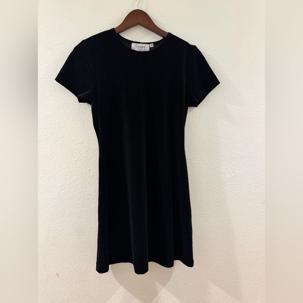 Vintage 90s Black Velvet Mini Dress size M